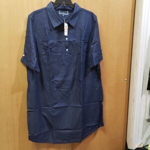 NWT Karen Scott cotton chambray shirt dress SZ 3XL NNN
